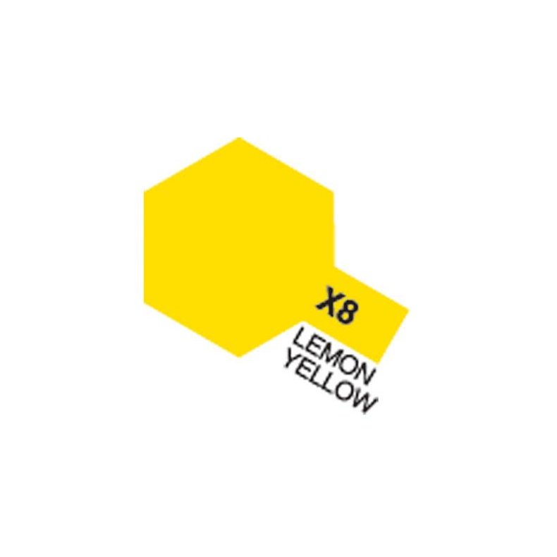 X-8 Lemon Yellow, Acrylic Mini 10 ml (penselmaling, blank) - Tamiya